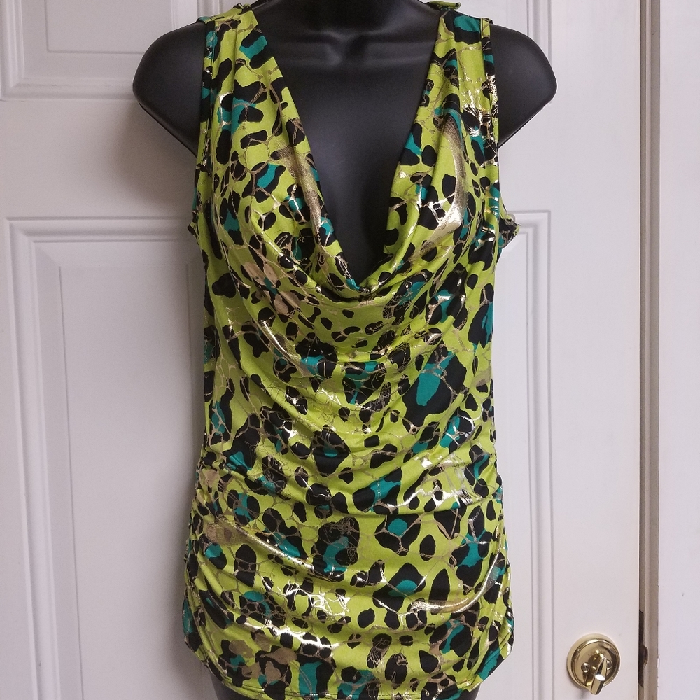 Stylish Green Leopard Print Women's Top